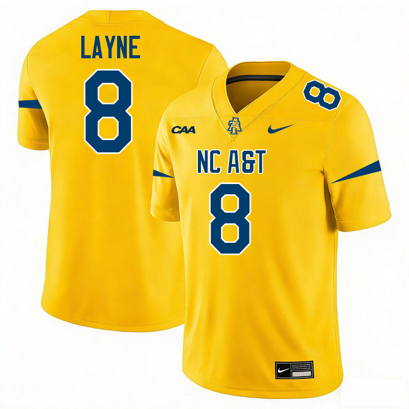 North Carolina A&T Aggies #8 Nelson Layne College Football Jerseys,Uniforms-Gold